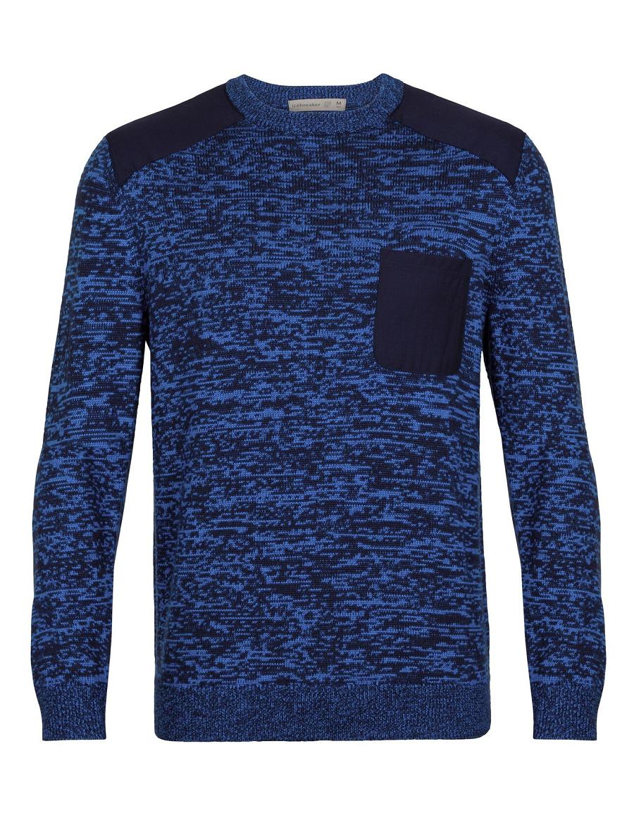 Midnight Navy / Lazurite Men's Icebreaker Merino Barein Crewe Sweaters | USA 1218ZUTG